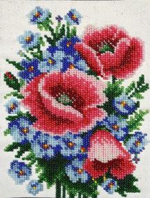 img 4 attached to 🌺 Poppies and Cornflowers" Bead Embroidery Kit - Preciosa Glass Seed Beads, Contemporary Design for Needlepoint, Tapestry, and Handcraft Artists. Ideal for Beaded Cross Stitch, Needle Arts, and Home Decor.