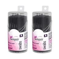 🖤 swisspers premium charcoal swabs: 100% cotton tips with dark black color, 50 count (2 pack) - ideal for makeup touchups, cosmetics removal, and application logo