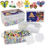 2,000 piece xl giant biggie fuse bead kit - immediate shipping, 3 xl pegboards, 13 colors, 6 unique templates, ironing paper and case - ideal for perler beads and pixel art projects logo