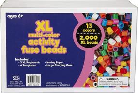img 1 attached to 2,000-частный набор "XL Giant Biggie" для фьюзинга бисера - Немедленная отправка, 3 XL доски с шипами, 13 цветов, 6 уникальных шаблонов, бумага для гладильных работ и футляр - Идеально подходит для бисера "Perler Beads" и проектов пиксельного искусства.