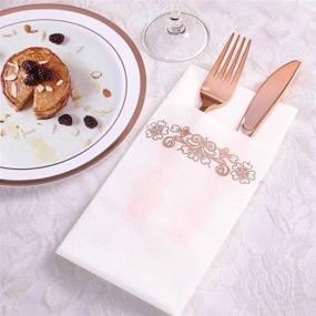 img 3 attached to 🌹 Rose Gold Linen-Feel Disposable Guest Towels: Elegant Bathroom Napkins for Parties, Weddings, and Events