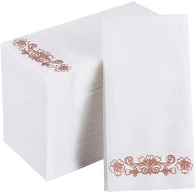 img 4 attached to 🌹 Rose Gold Linen-Feel Disposable Guest Towels: Elegant Bathroom Napkins for Parties, Weddings, and Events