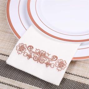 img 1 attached to 🌹 Rose Gold Linen-Feel Disposable Guest Towels: Elegant Bathroom Napkins for Parties, Weddings, and Events