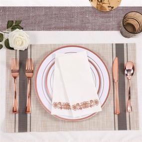 img 2 attached to 🌹 Rose Gold Linen-Feel Disposable Guest Towels: Elegant Bathroom Napkins for Parties, Weddings, and Events