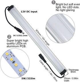 img 2 attached to 💡 Litever LL-008 Series Extra Under Cabinet Lighting Bars - 2-Pack, 12VDC, 5000K Daylight White with Mounting Clips, Screws, Self-adhesive Pads