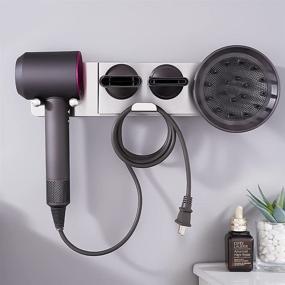 img 3 attached to Dyson Hair Dryer Wall Mount Stand: Organize and Store your Dyson Supersonic Hair Dryer with Ease - SUS304 Holder Shelf, Fit for Curler, Diffuser, and Two Nozzles