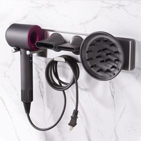 img 4 attached to Dyson Hair Dryer Wall Mount Stand: Organize and Store your Dyson Supersonic Hair Dryer with Ease - SUS304 Holder Shelf, Fit for Curler, Diffuser, and Two Nozzles