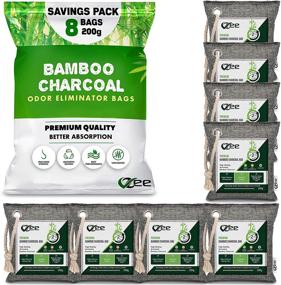 img 4 attached to VZee Odor Eliminator: 8 Pack x 200g - Activated Bamboo Charcoal Air Purifying Bag for Strong Odor, Room, Pets, and Basements