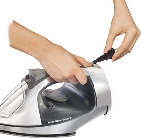 img 1 attached to 🔥 Hamilton Beach Steam Iron & Vertical Steamer: Stainless Steel Soleplate, Retractable Cord, 1500W, 3-Way Auto Shutoff - Chrome & Silver (14881)