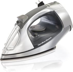 img 4 attached to 🔥 Hamilton Beach Steam Iron & Vertical Steamer: Stainless Steel Soleplate, Retractable Cord, 1500W, 3-Way Auto Shutoff - Chrome & Silver (14881)