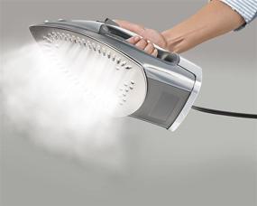 img 2 attached to 🔥 Hamilton Beach Steam Iron & Vertical Steamer: Stainless Steel Soleplate, Retractable Cord, 1500W, 3-Way Auto Shutoff - Chrome & Silver (14881)