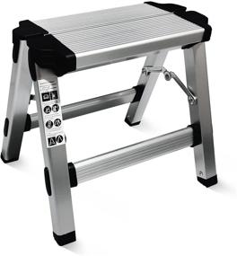 img 4 attached to 🪜 Small Foldable Step Stool - 330 lb Capacity | One Step Ladder for Kitchen, Bathroom, Closet, Garage, Garden
