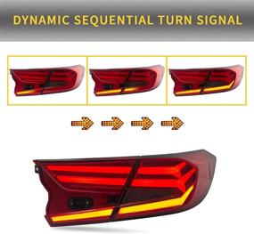 img 1 attached to VLAND Full LED Tail Lights Assembly For [Honda Accord 10Th Gen 2018 2019 2020] Rear Lamps With Dynamic Animation Breathing Brake Lights