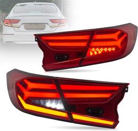 img 4 attached to VLAND Full LED Tail Lights Assembly For [Honda Accord 10Th Gen 2018 2019 2020] Rear Lamps With Dynamic Animation Breathing Brake Lights