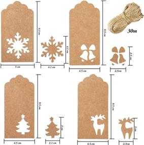 img 3 attached to 🎄 Aneco 160 Pieces Christmas Tags Hang Labels Paper Tags Kraft - Festive Favor, DIY Arts and Crafts Supply with Twine - Christmas Tree, Snowflake, Bells, Reindeer Design