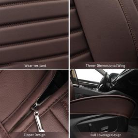 img 1 attached to YUHCS 2 PCs Car Seat Covers - Front Seat Faux Leather Non-Slip Cushion Cover for SUV Cars Pickup Truck, Brown
