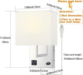 img 3 attached to 💡 Повысьте уровень вашего гостиного с шикарной хромированной настенной лампой со встроенным розеточным выходом, рядом с настенными бра, матовым слоновой костью ивориевым плафоном из льна и удобным сетевым шнуром с вилкой.