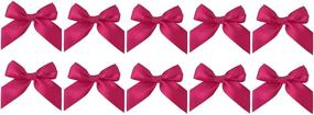 img 2 attached to 🎗️ Fuchsia Pink Satin Pre-Tied Bows - 3" Wide, Set of 10 - Breast Cancer Awareness, Christmas, Easter, Mother's Day, Valentine's Day, Wedding Favors Decor, Gift Bows, Birthday, Gift Ribbons
