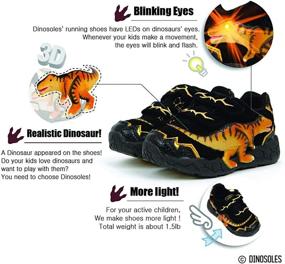 img 1 attached to 🦖 Dinosoles 3D T-REX LED Flashing Low-Top Shoes for Kids, Lightweight & Breathable Casual Sneakers for Boys & Girls, Black