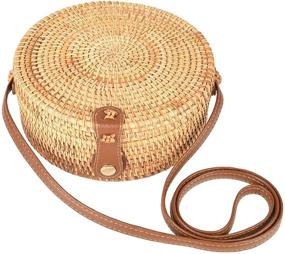 img 3 attached to 🌴 Stylish Handwoven Round Rattan Bag: Embrace the Tropical Beach Vibe with this Woven Shoulder Rattan Bag featuring a Leather Strap