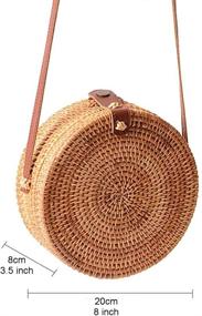 img 2 attached to 🌴 Stylish Handwoven Round Rattan Bag: Embrace the Tropical Beach Vibe with this Woven Shoulder Rattan Bag featuring a Leather Strap