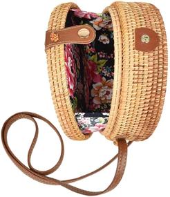 img 4 attached to 🌴 Stylish Handwoven Round Rattan Bag: Embrace the Tropical Beach Vibe with this Woven Shoulder Rattan Bag featuring a Leather Strap