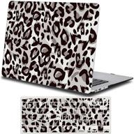 one micron case and keyboard cover compatible with air 13 inch 2018-2020 release plastic pattern hard shell for air 13 inch (model: a2337 m1/a1932/a2179 retina)-gray leopard print logo