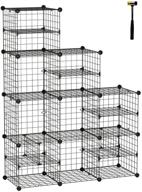 📚 c&ahome metal wire cube storage organizer, bookshelf and modular shelving system with large and small dividers - perfect for closet, cabinet, bedroom, living room, home office decor in black logo