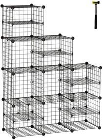 img 4 attached to 📚 C&AHOME Metal Wire Cube Storage Organizer, Bookshelf and Modular Shelving System with Large and Small Dividers - Perfect for Closet, Cabinet, Bedroom, Living Room, Home Office Decor in Black