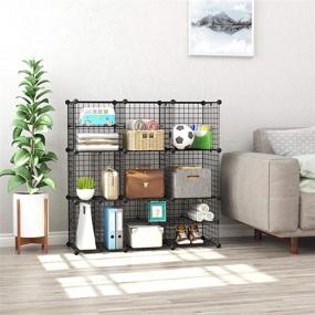 img 1 attached to 📚 C&AHOME Metal Wire Cube Storage Organizer, Bookshelf and Modular Shelving System with Large and Small Dividers - Perfect for Closet, Cabinet, Bedroom, Living Room, Home Office Decor in Black