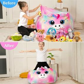 img 2 attached to ICOSY Stuffed Animal Storage Bean Bag Chair Cover: Unicorn Beanbag Organizer for Plush Toys – Perfect Kids' Stuffed Toy Bean Bags