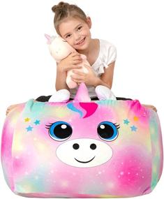 img 4 attached to ICOSY Stuffed Animal Storage Bean Bag Chair Cover: Unicorn Beanbag Organizer for Plush Toys – Perfect Kids' Stuffed Toy Bean Bags