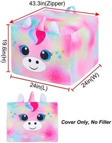 img 3 attached to ICOSY Stuffed Animal Storage Bean Bag Chair Cover: Unicorn Beanbag Organizer for Plush Toys – Perfect Kids' Stuffed Toy Bean Bags