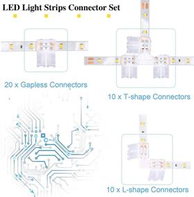 img 1 attached to Enhance Your LED Strip Lights with 40 Piece T and L Shape RGB Connectors for SMD 3528 2835 LED Strip (8mm)