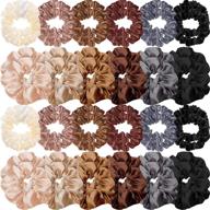 🎀 48-piece set of hanaive satin hair scrunchies, silk elastic hair bands in lovely colors - hair accessories for women and girls, skinny hair ties, scrunchies ponytail holder, ropes for hair decor logo