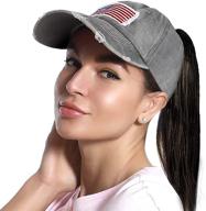 versatile distressed baseball cap with ponytail hole for women and men - lvaiz mesh back sport hat, washed dad hat logo