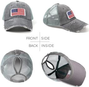 img 2 attached to Versatile Distressed Baseball Cap with Ponytail Hole for Women and Men - Lvaiz Mesh Back Sport Hat, washed dad hat