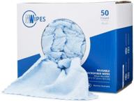 🧽 ultimate cleaning solution: mwipes microfiber rags in a box (50 count) - 10"x12" reusable edgeless terry towels and shop rags for efficient housekeeping and dusting (blue) logo