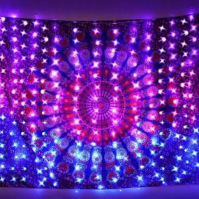 img 3 attached to 🌟 Vibrant LED Window Curtain Lights with Remote Control - Perfect for Party Decor, Wedding Backdrops, and Bedroom Ambiance! (Purple Pink Blue, 6.8 x 5 ft)