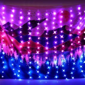 img 2 attached to 🌟 Vibrant LED Window Curtain Lights with Remote Control - Perfect for Party Decor, Wedding Backdrops, and Bedroom Ambiance! (Purple Pink Blue, 6.8 x 5 ft)