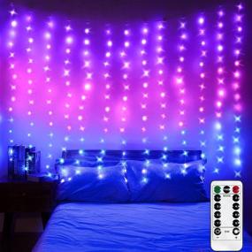 img 4 attached to 🌟 Vibrant LED Window Curtain Lights with Remote Control - Perfect for Party Decor, Wedding Backdrops, and Bedroom Ambiance! (Purple Pink Blue, 6.8 x 5 ft)