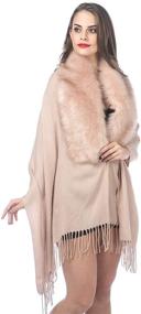 img 3 attached to Luxurious Faux Fur Collar Women's Large Joint Wrap Scarf for Cold Weather