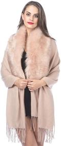 img 4 attached to Luxurious Faux Fur Collar Women's Large Joint Wrap Scarf for Cold Weather