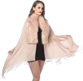 img 1 attached to Luxurious Faux Fur Collar Women's Large Joint Wrap Scarf for Cold Weather