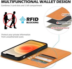 img 2 attached to 📱 SHIELDON iPhone 12 Mini Genuine Leather Wallet Case - Full Protection, RFID Blocking, Card Slots, Kickstand - Brown