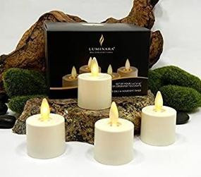 img 1 attached to Luminara Ivory Flameless Tea Lights - 4 Piece Set with Auto-Timer, Battery-Operated, Included Batteries - Perfect for Lanterns, Patios, Baths, Weddings, Receptions, Bridal, Baby, Catering, and Events