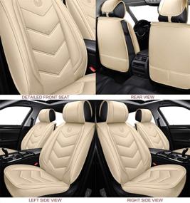 img 2 attached to 🚗 Premium Faux Leather Car Seat Covers for Cars SUV Pick-up Truck - OASIS AUTO OS-003 Front Pair, Tan