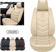 🚗 premium faux leather car seat covers for cars suv pick-up truck - oasis auto os-003 front pair, tan logo