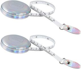 img 4 attached to 📏 2 Pack Leather Retractable Body Measuring Tape - 150 cm 60 Inch Tailor Fabric Tape Measure with Push Button (Round-Silver)