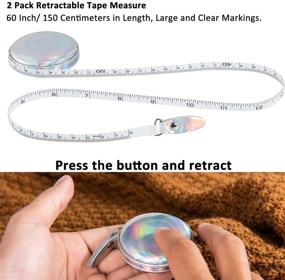 img 2 attached to 📏 2 Pack Leather Retractable Body Measuring Tape - 150 cm 60 Inch Tailor Fabric Tape Measure with Push Button (Round-Silver)